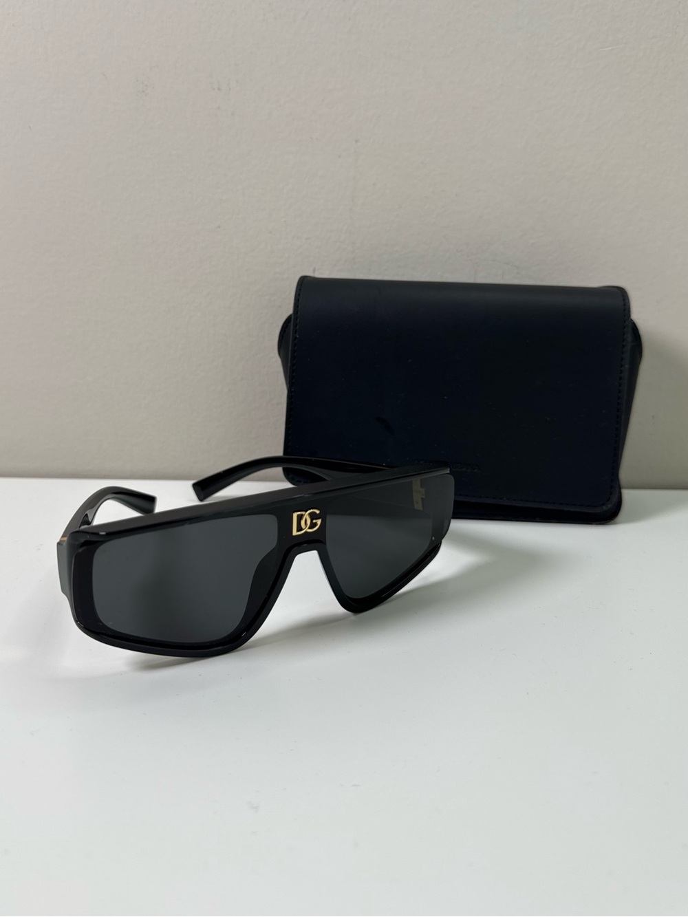 Dolce & Gabbana Black Shield Sunglasses DG6177 Black Lens Wrap Style w/ Case